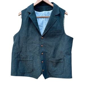 Herringbone Vest Mens Large Button Up Dress Waistcoat Formal